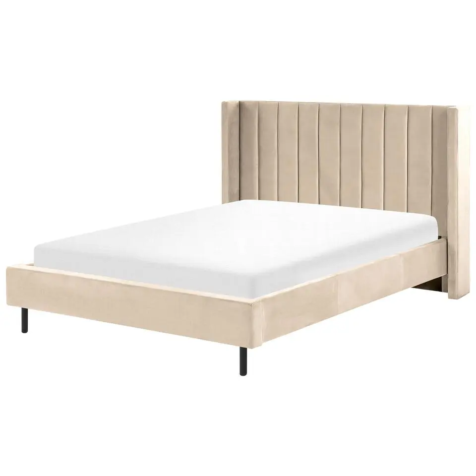 VILETTE - Tweepersoonsbed - Beige - 140 x 200 cm - Fluweel