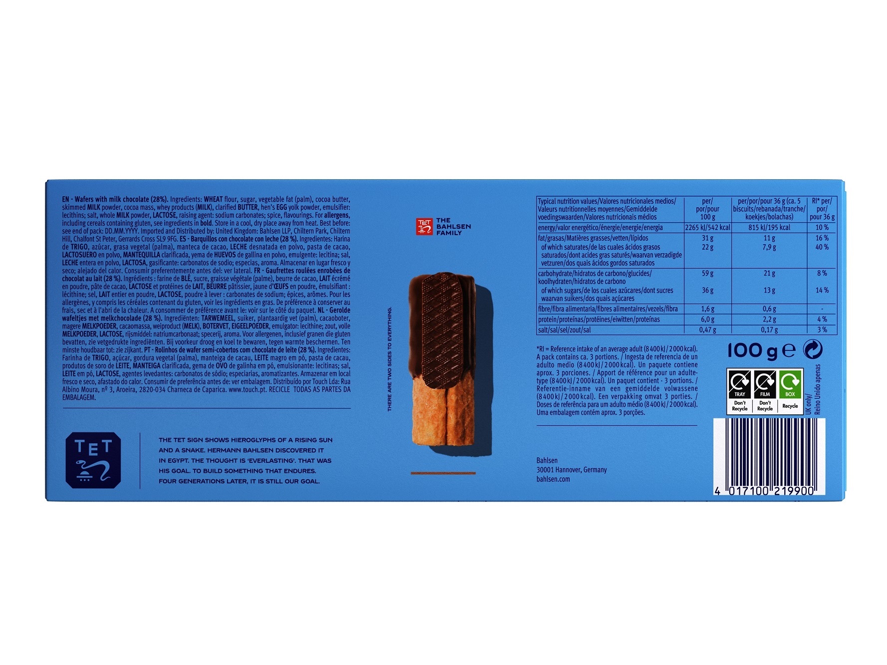 BOLACHA BAHLSEN WAFFER WAFFELETEN 100G