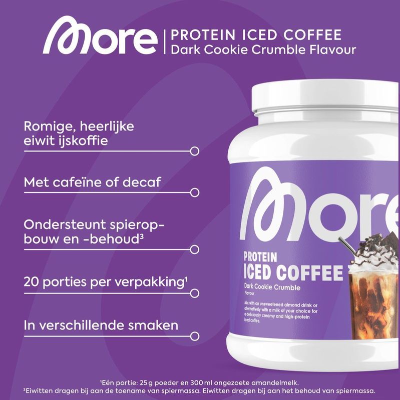 More Nutrition - Protein Iced Coffee - Dark Cookie Crumble - Eiwitpoeder - 500 g - 20 Porties