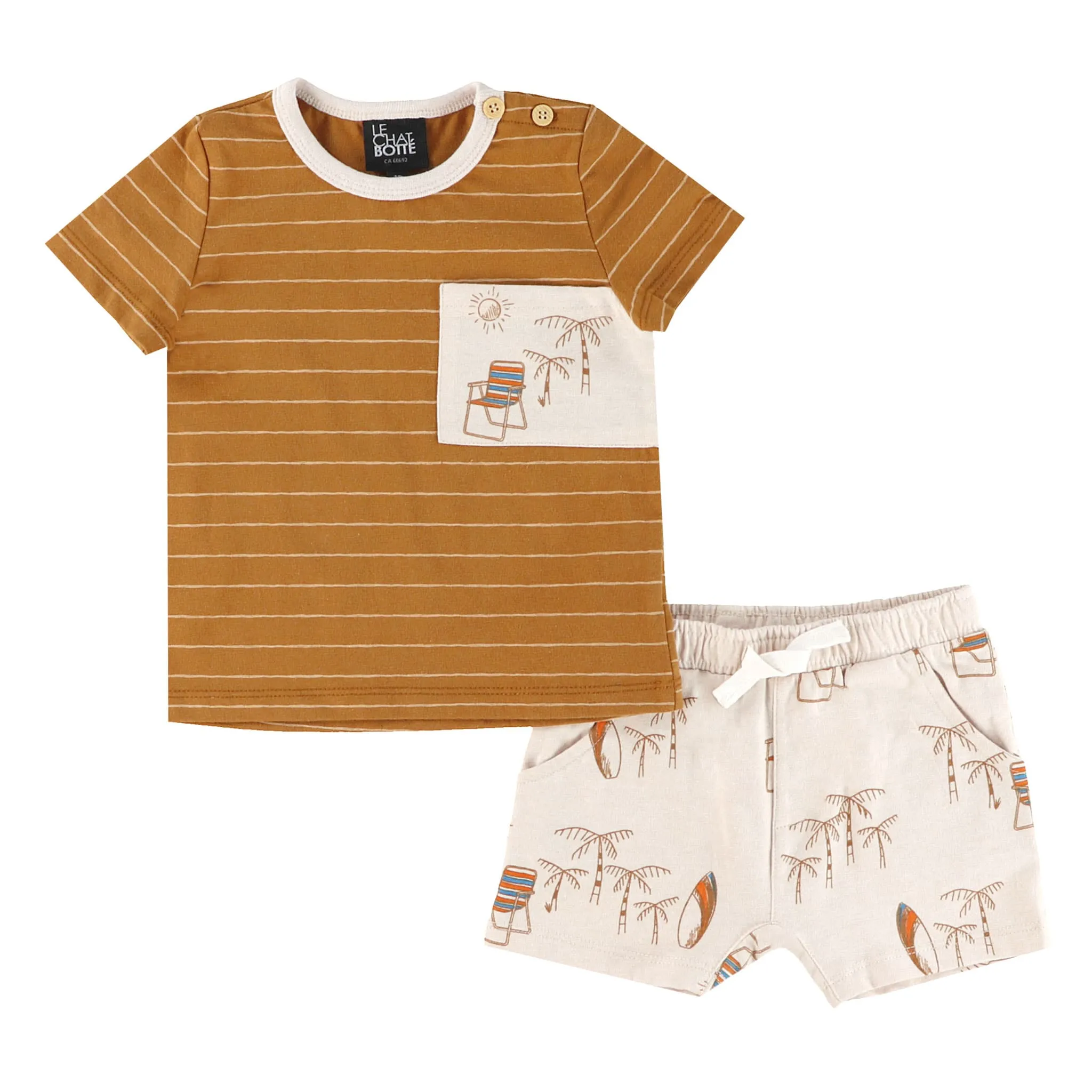 Chat Botté Ensemble Short Imprimé Tiki Vibe 3-24mois