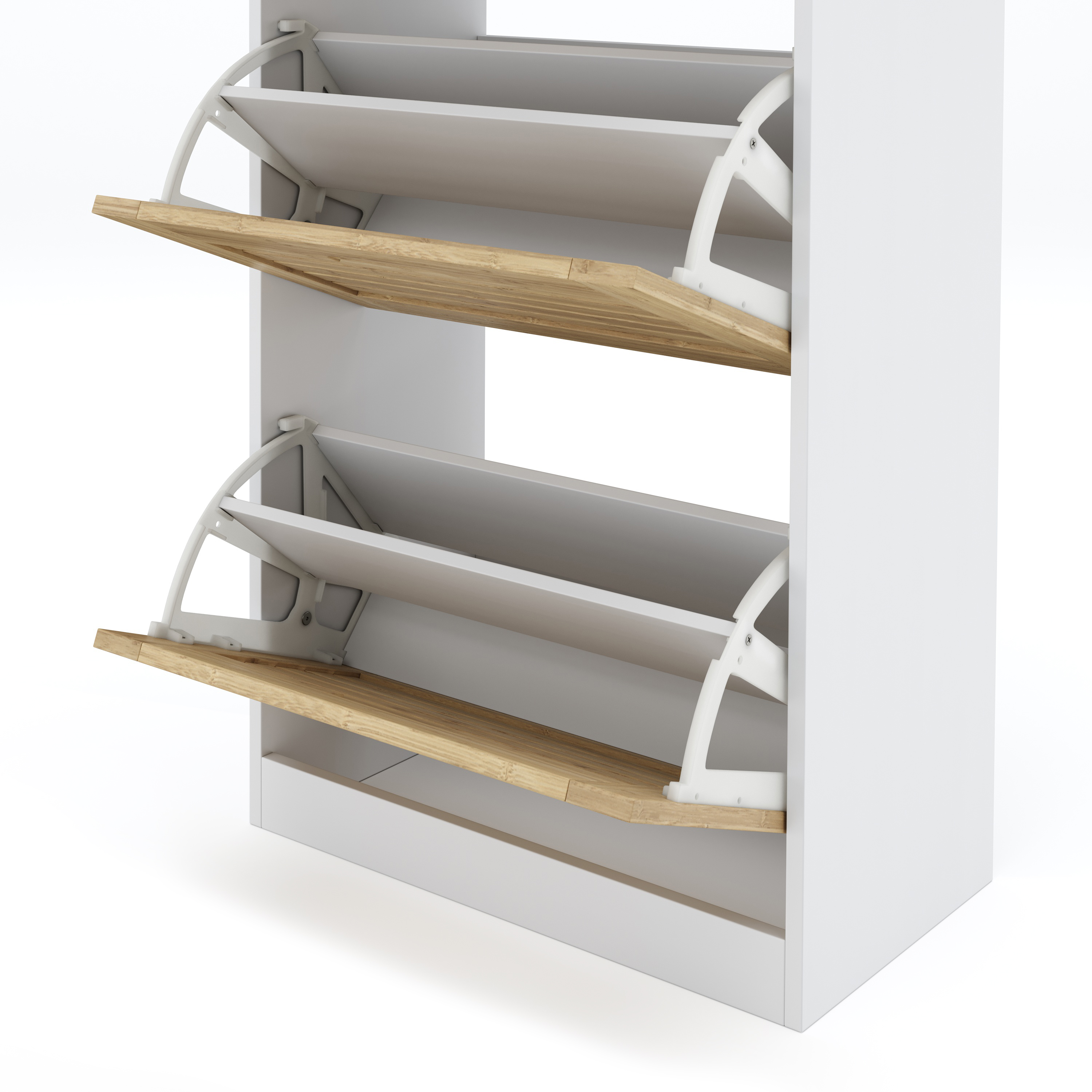 Schuhschrank KAMALIA 55 x 30 x 112 cm weiss/hellbraun