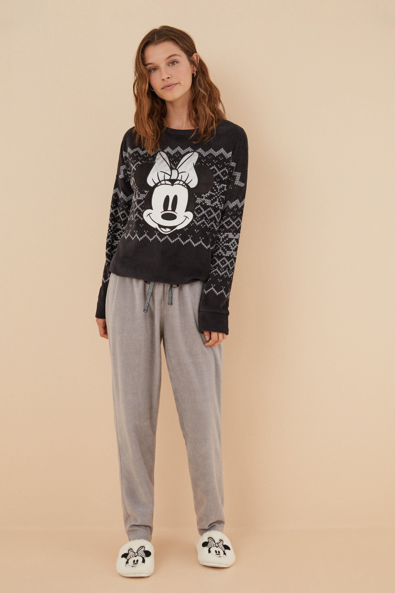 Pijama longo de pele polar da Minnie Mouse