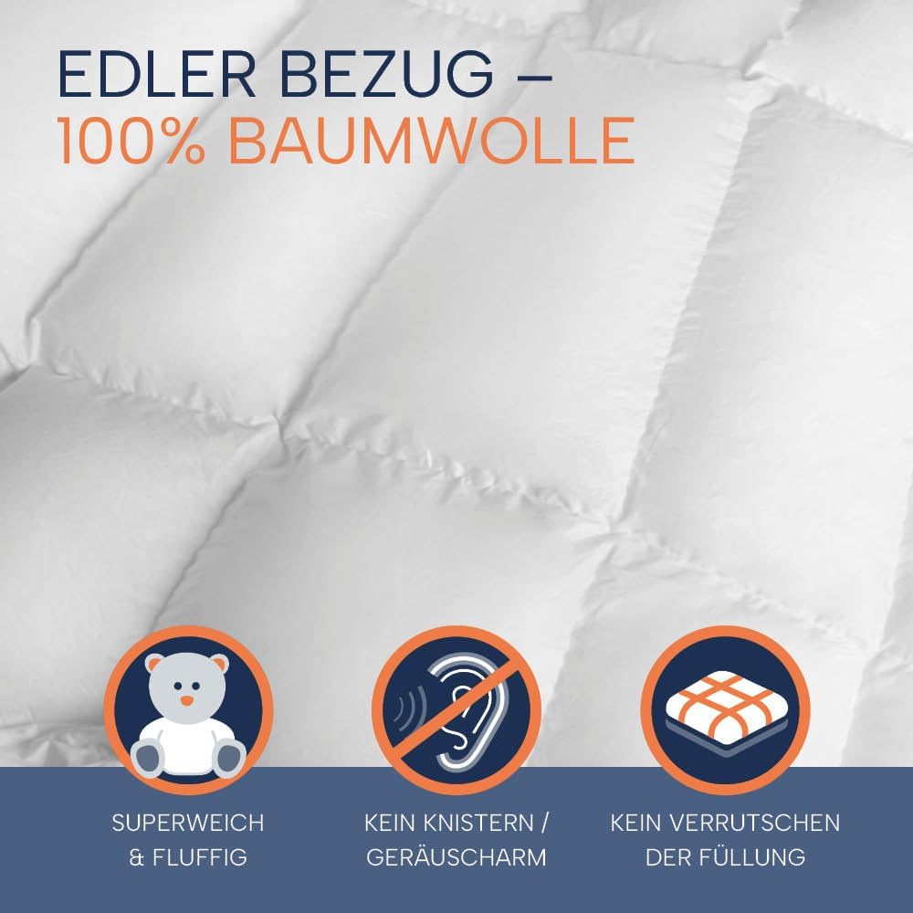 warme Comfort Winter Bettdecke Duo | Steppbettdecke | Microfaser allergikerfreundlich | Ökotex 100 | waschbar bis 60 Grad | 135 x 200 cm, weiß