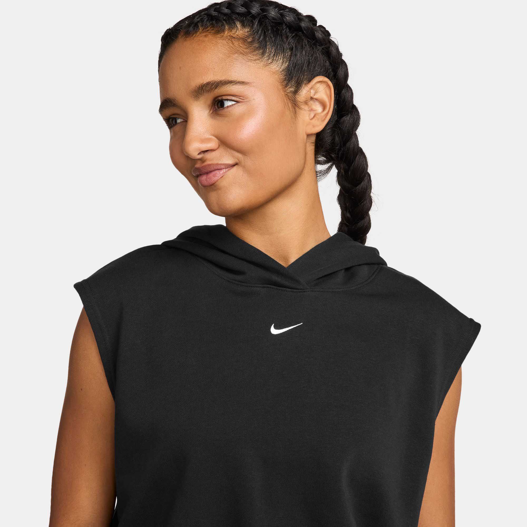 Sportswear Chill Terry SS Cropped Hoody Dame 010/Black/Sail