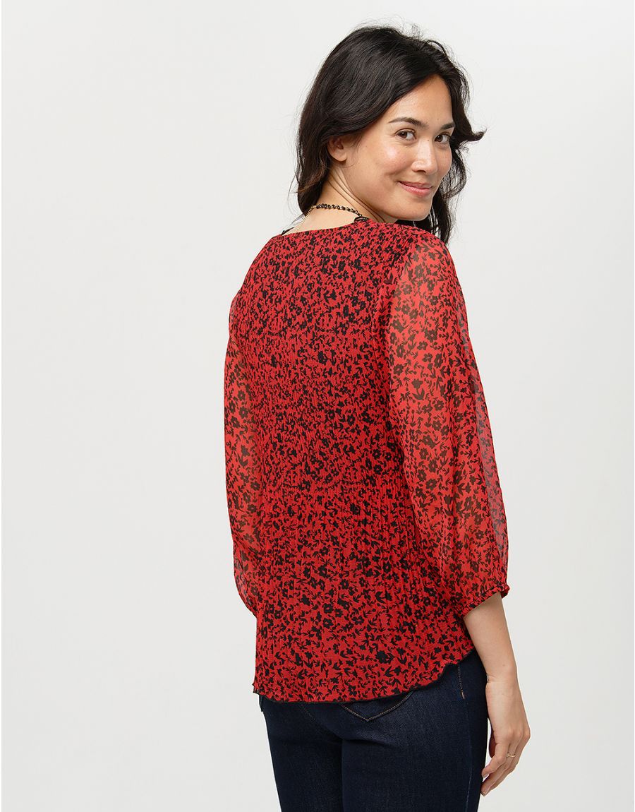 Tunique plissée rouge