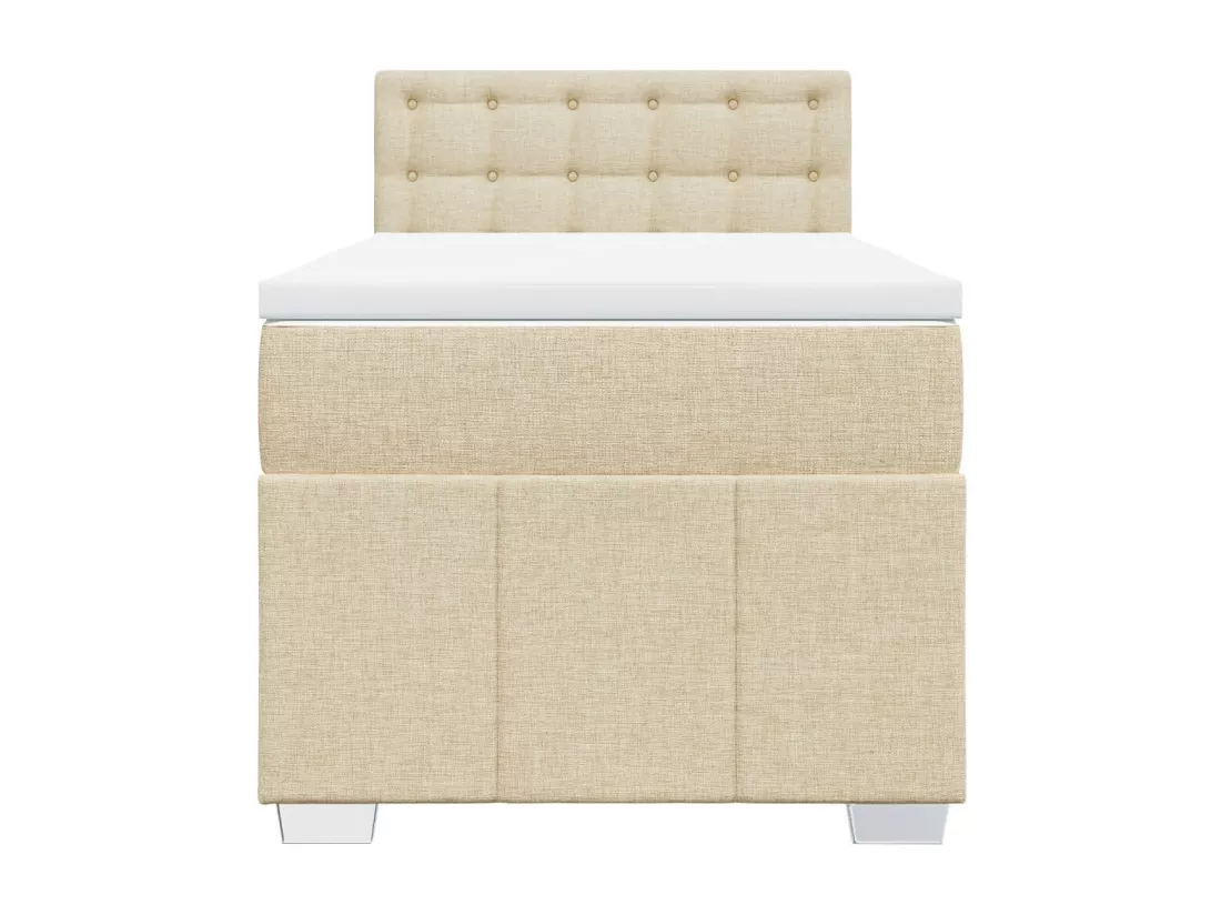 Sommier à lattes de lit et matelas Crème 90x190 cm Tissu