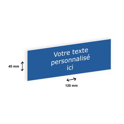 Plaque boîte à lettres personnalisée avec votre texte - 120 x 40 mm - bleue - adhésivée prête à poser