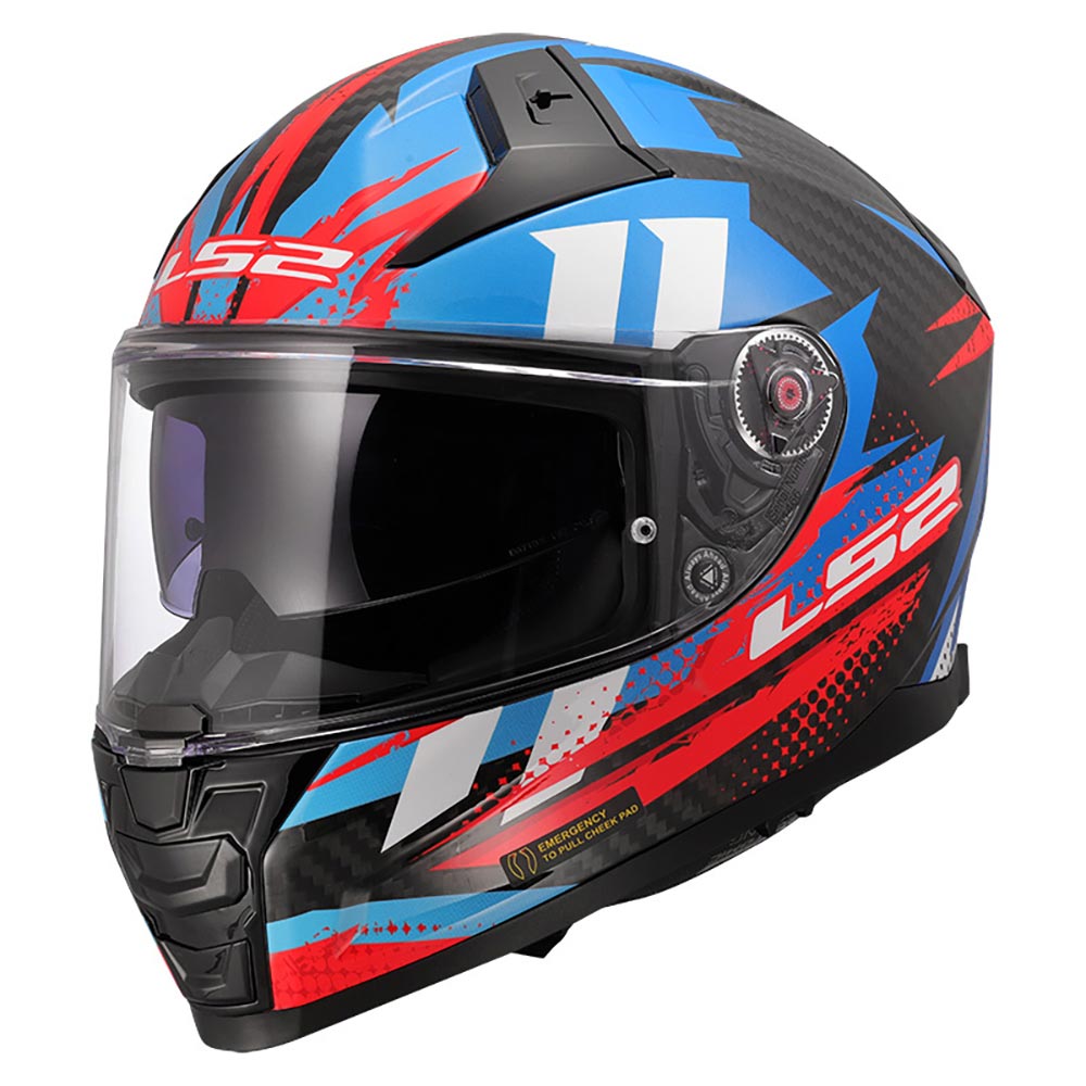 LS2 - Casque FF811 Vector II Carbon Tantic Bleu / Rouge / Blanc / Noir / Brillant