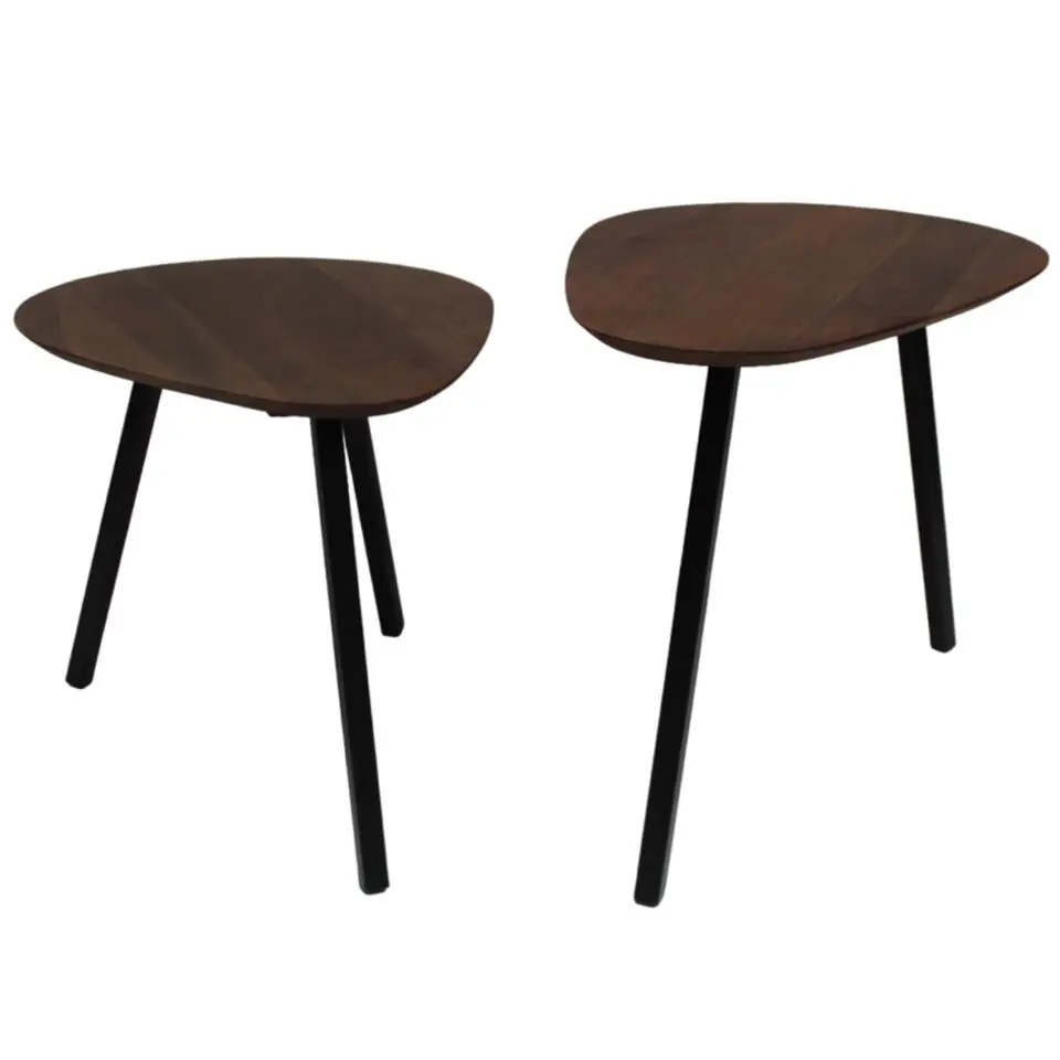 Organische salontafel set van 2 Leyla walnoot finish 60x60x44 cm Hout