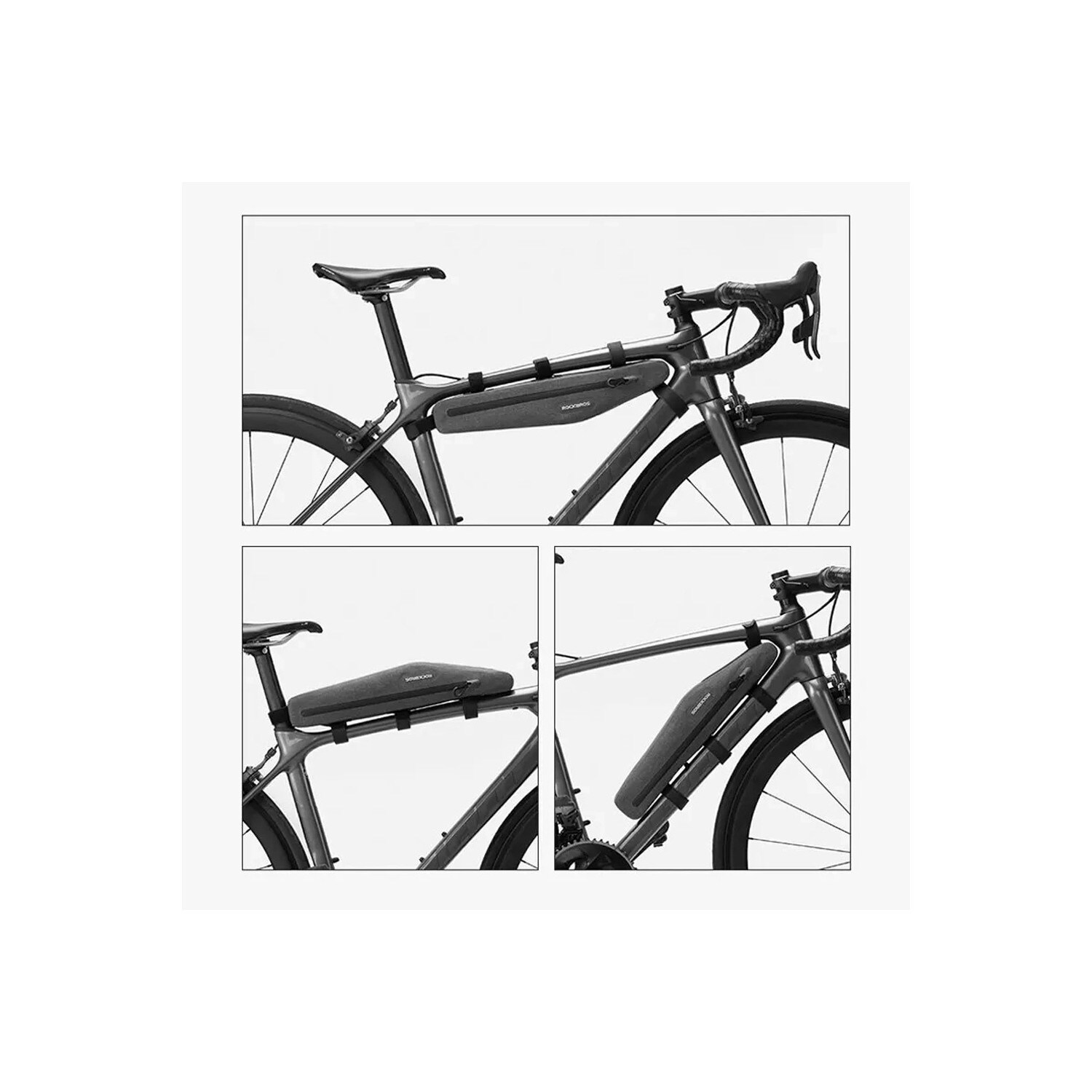 Wasserdichte Fahrradtasche für Rahmen – Grau AS-052 - für Fahrradschloss
