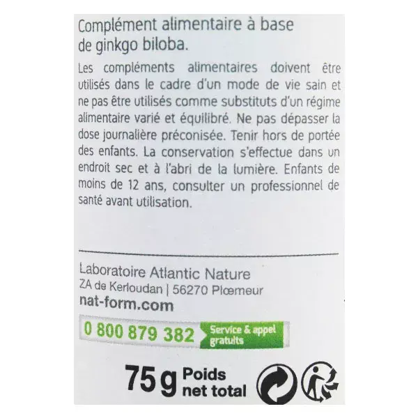 Nat & Form Ginkgo Biloba Original 200 cápsulas