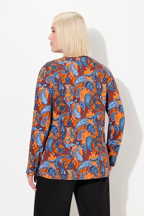 Shirt, Paisleymuster, A-Linie, Rundhals, Langarm