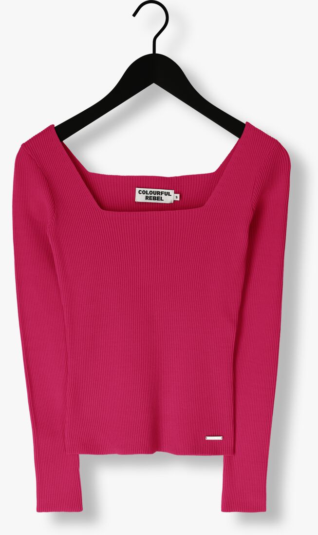 COLOURFUL REBEL roze colourful rebel trui ariel square neckline knitted top