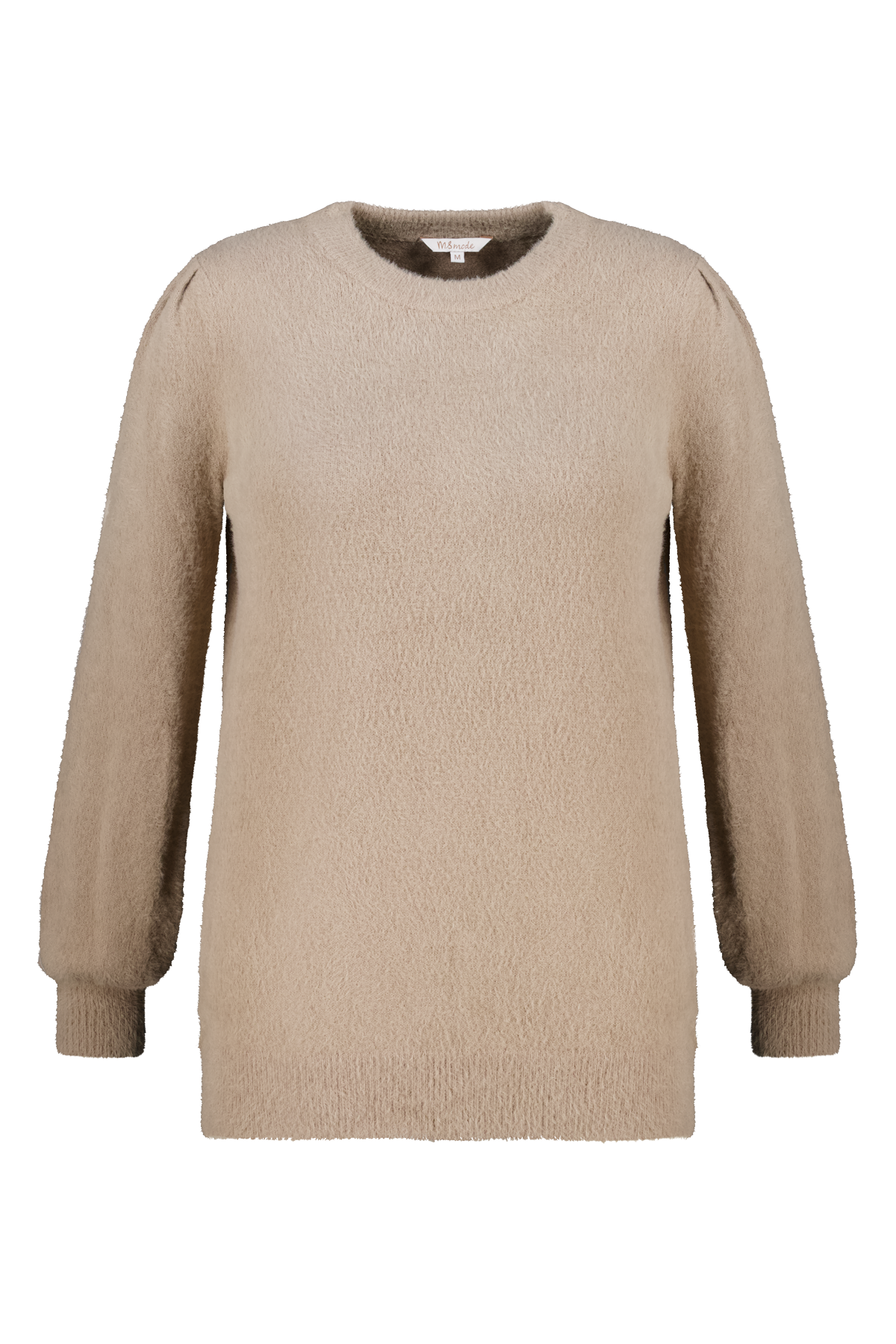Gebreide trui van zachte garen Licht taupe