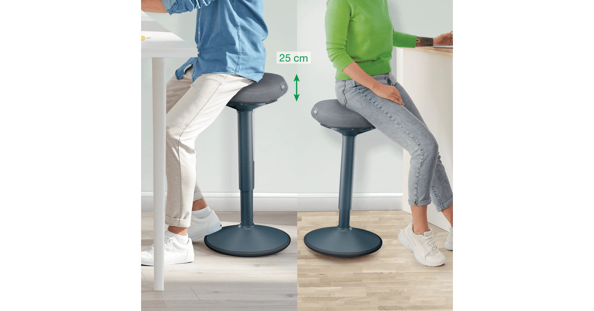 LeitzErgo Wiebelkruk met Gasveer (57 - 82 cm) stoel  (Donkergrijs)