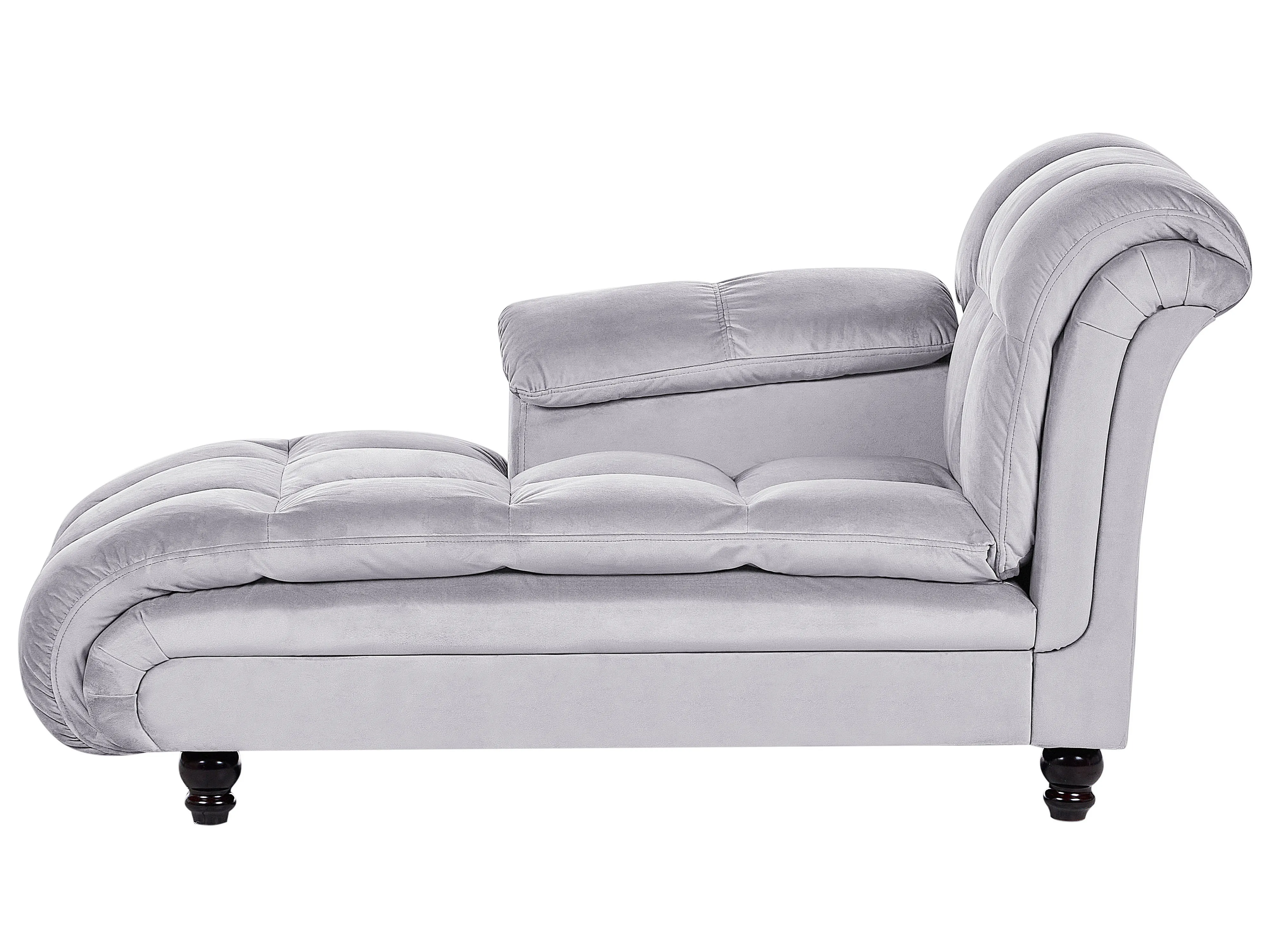 Rechtszijdige chaise longue LORMONT Fluweel Lichtgrijs