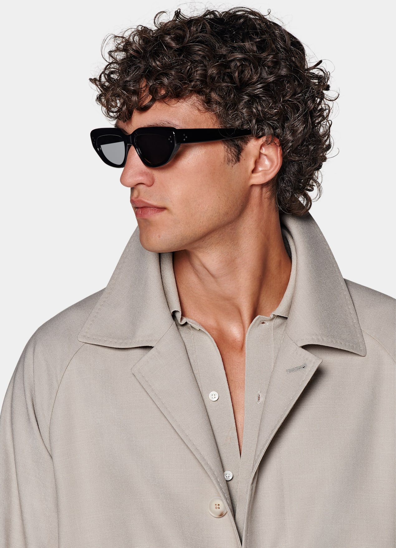 Manteau long ceinturé taupe