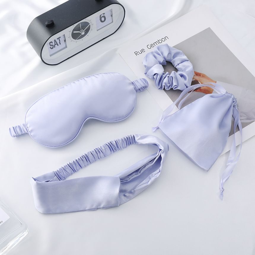 Fondes - Set: Eenvoudig slaapmasker + hoofdband + scrunchie + trekkoordtasje