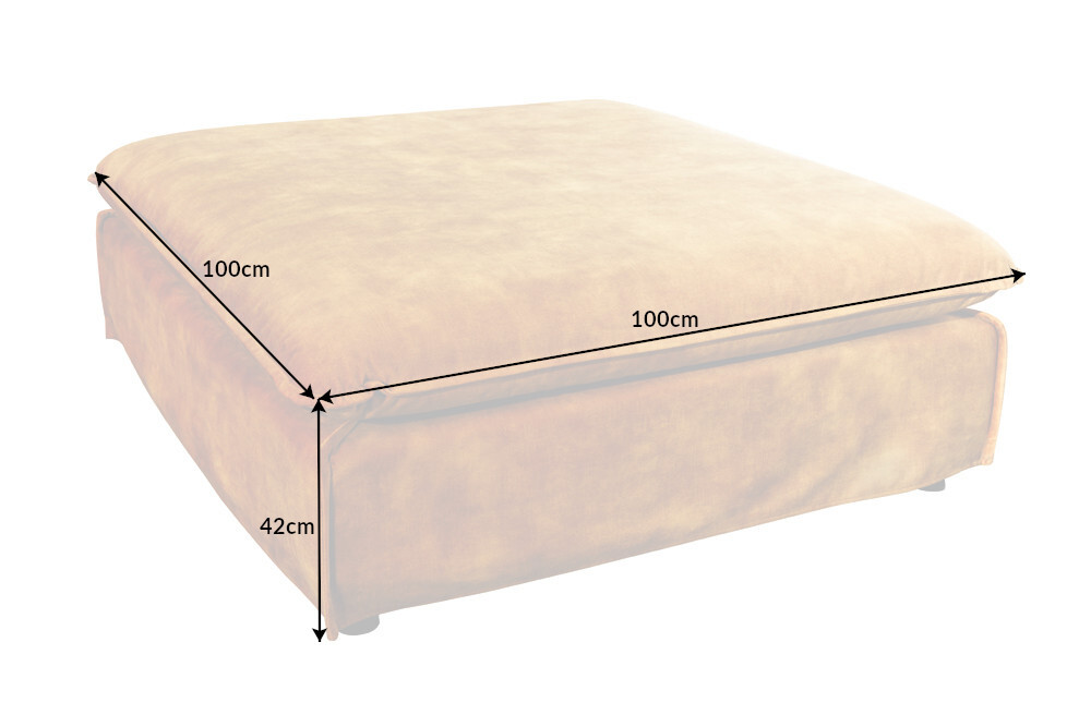 Großer Hussenhocker HEAVEN 100cm senfgelb Samt Landhausstil Sofahocker waschbarer Bezug