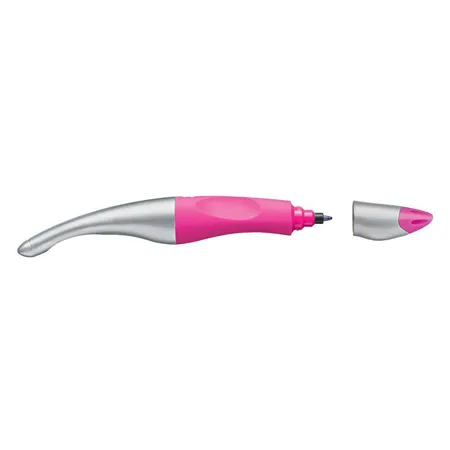 Ergonomischer Tintenroller für Linkshänder - STABILO EASYoriginal metallic in neonpink - Einzelstift - Schreibfarbe blau (löschbar) - inklusive Patrone