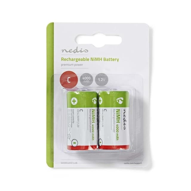 Nedis Genopladelige Ni-MH batteri C | 1.2 V DC | 4000 mAh | Forudladet | 2-Pakke | HR14