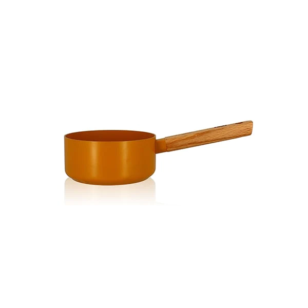 Casserole Ector induction aluminium revêtu manche en bois 16 cm jaune