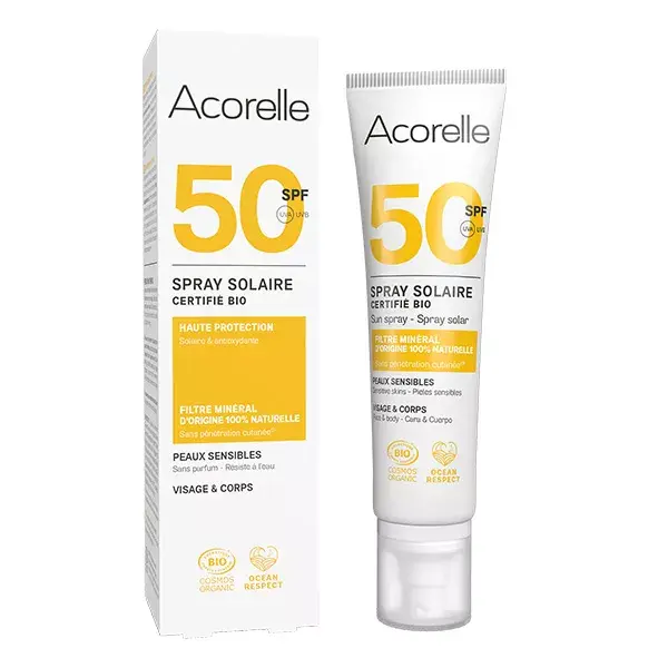 Protetor solar orgânico em spray Acorelle Nature FPS 50 100ml