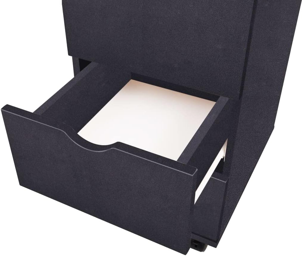Schubladenelement auf Rollen, 33x45x60 cm, Schwarz, Holzwerkstoff, 3 Schubladen, mobiler Rollcontainer für Büro & Zuhause, vielseitiger Stauraum