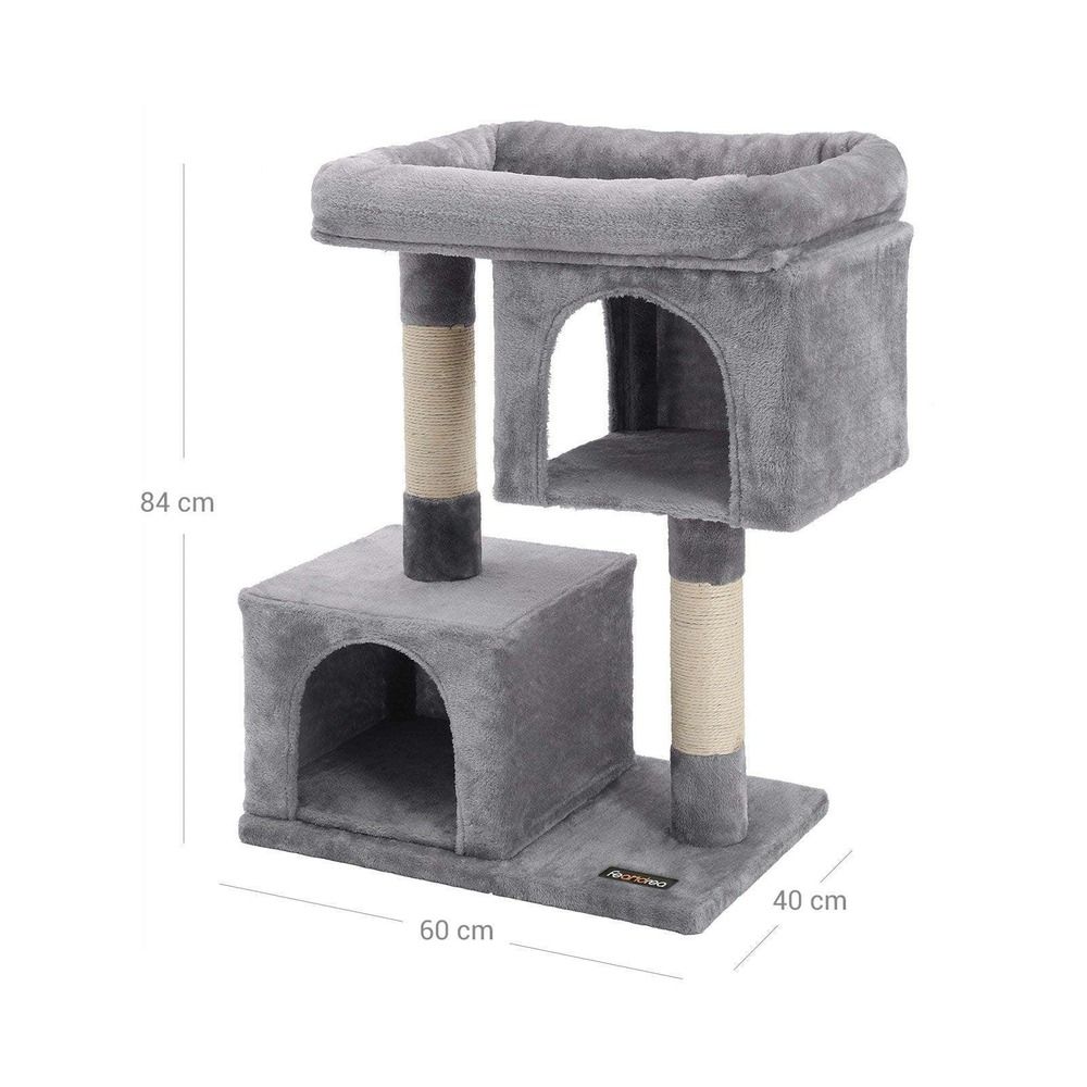 Arbre à chat colonne en sisal pour aiguiser les griffes 2 niches luxueuses maison de jeu meubles pour chatons chats et félins