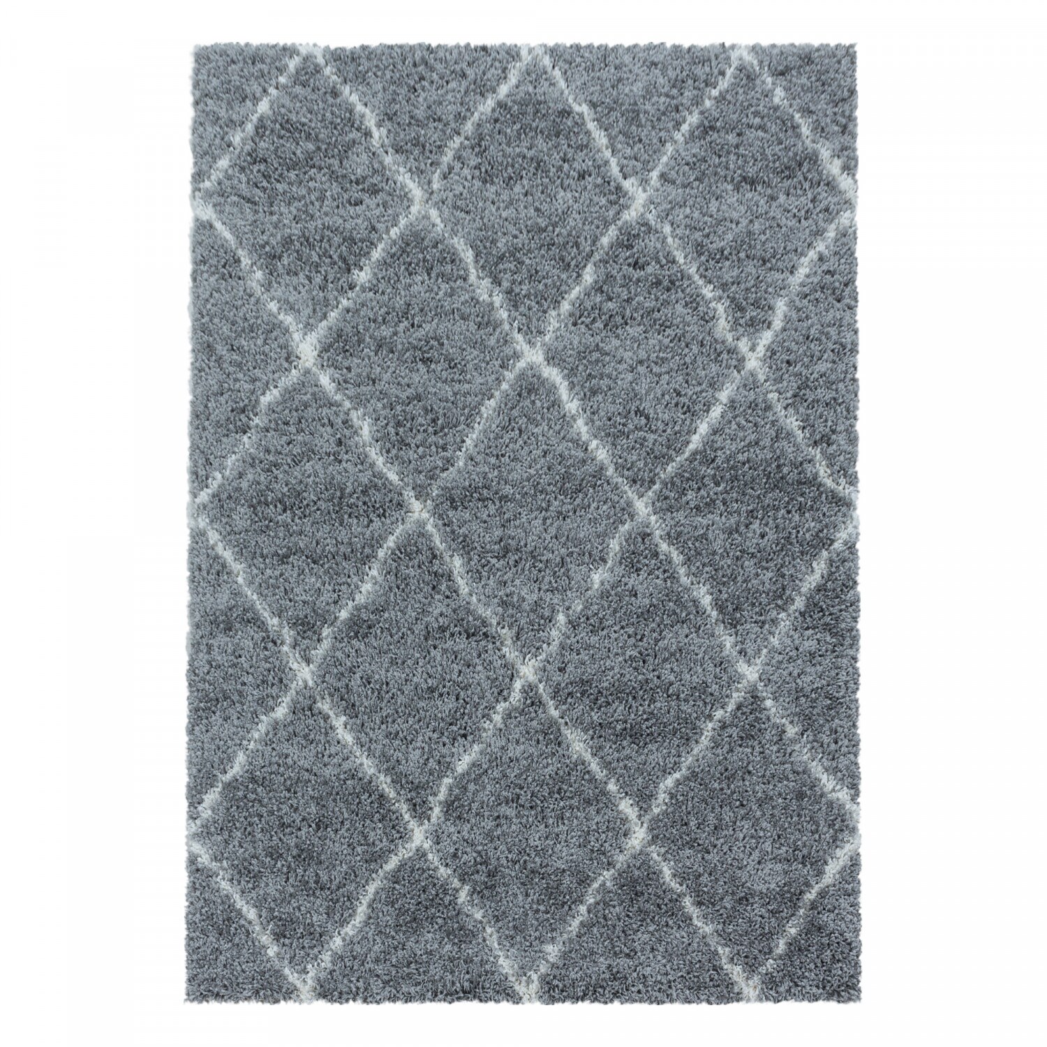 Moderner Hochflor Teppich, Skandinavischer Stil mit Rautenmuster, Shaggy Teppich