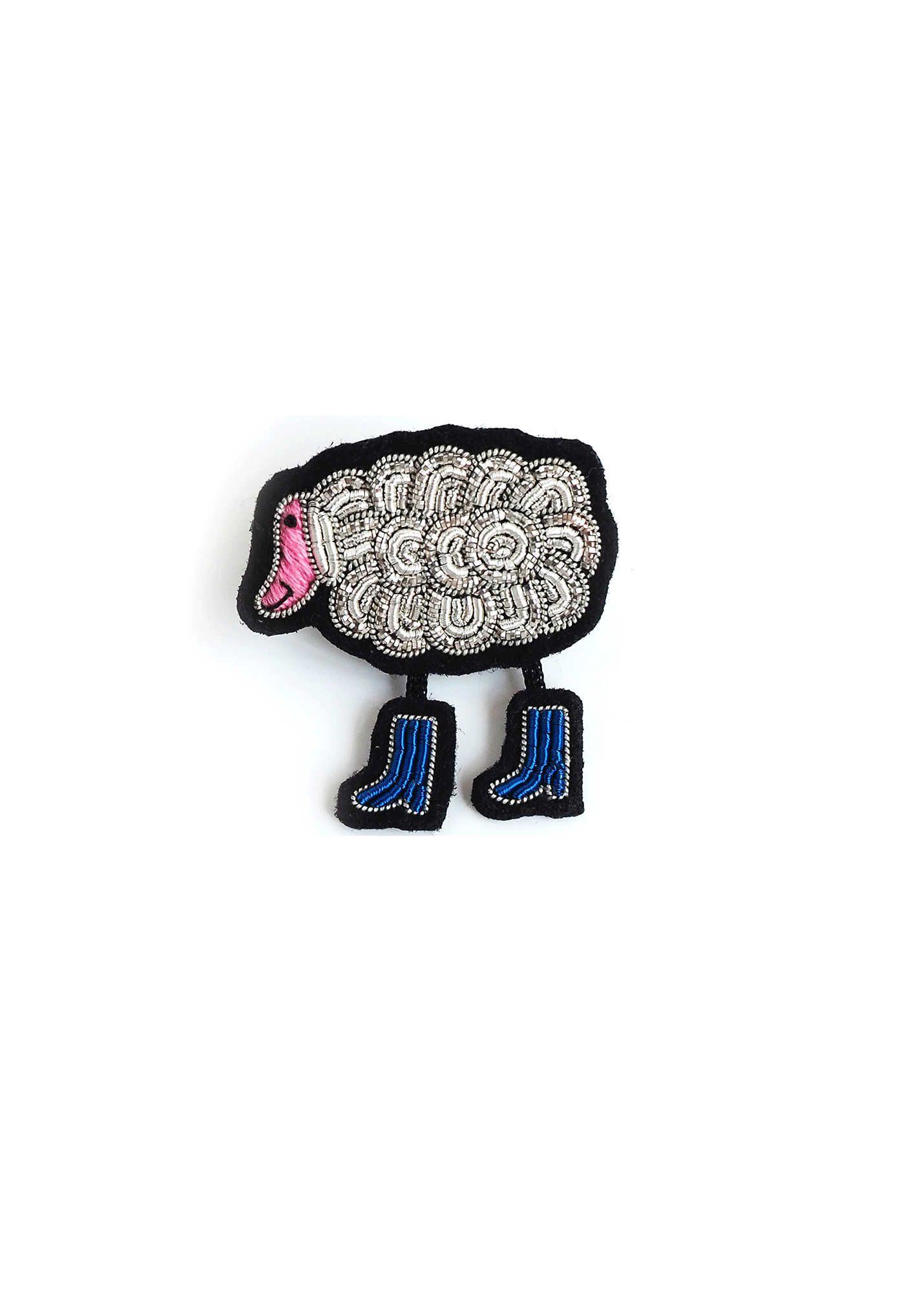 Broche brodée Mouton en bottes