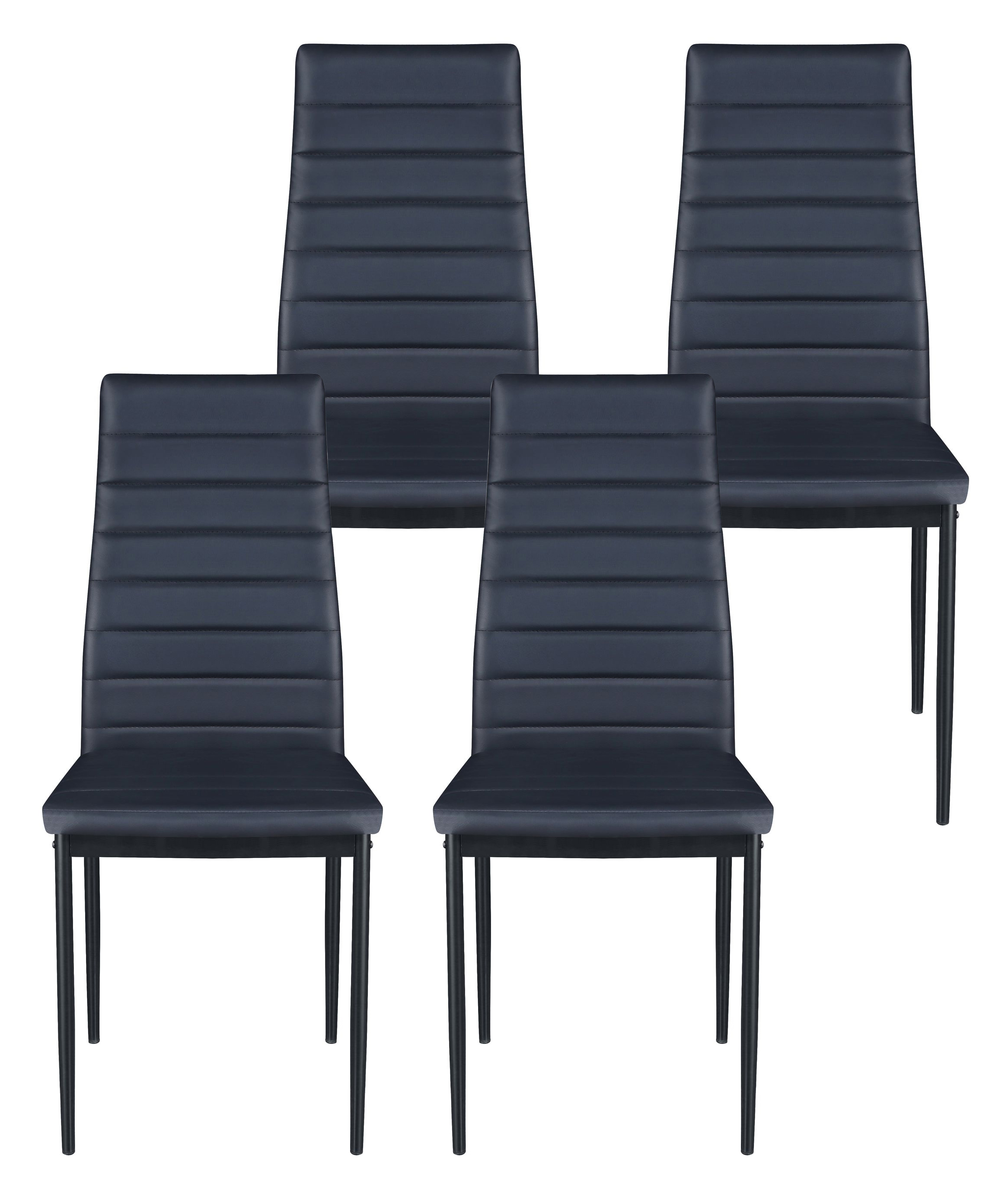 Esszimmerstuhl Leder TIM 4er Set schwarz