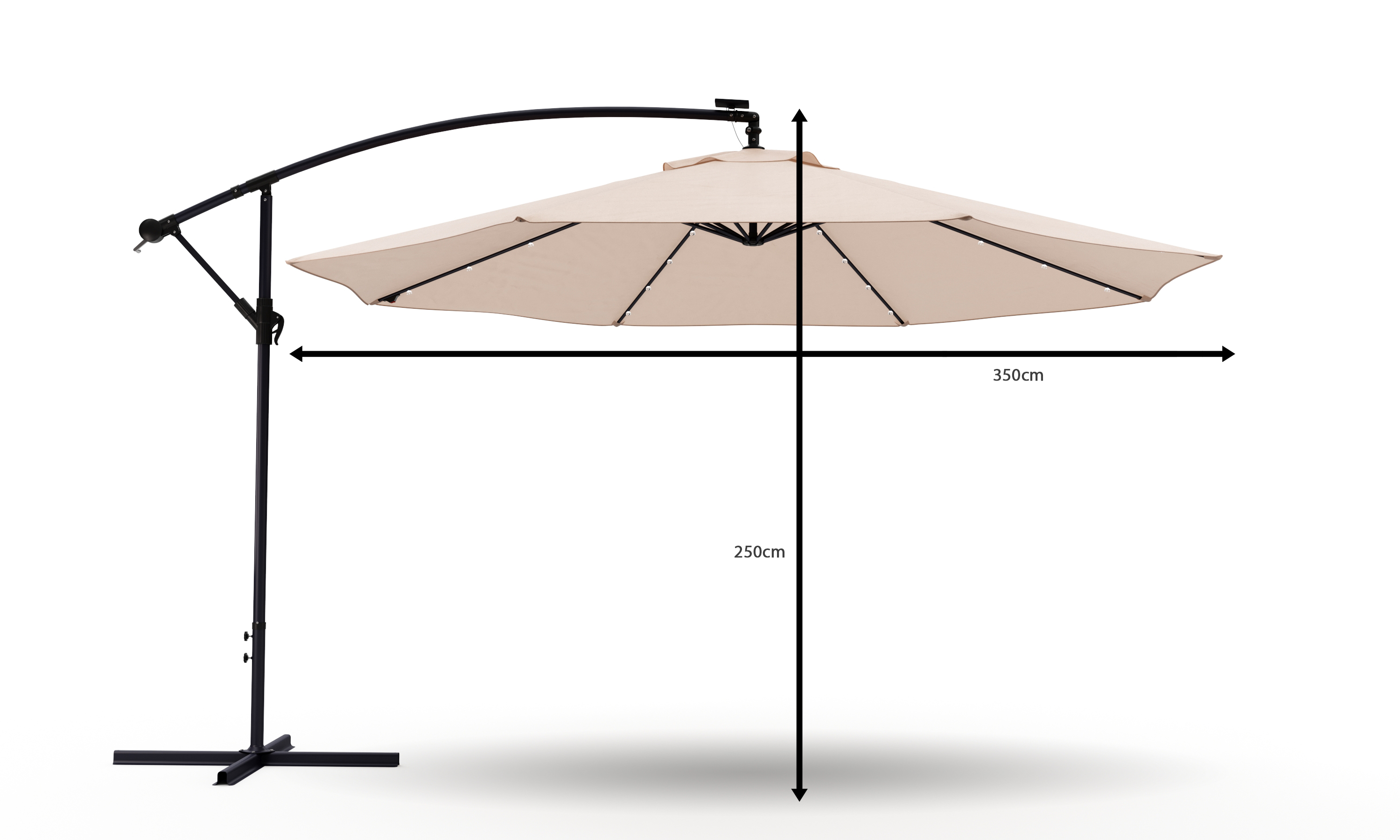 Sonnenschirm Ampelschirm BAY mit LED 350 cm braun