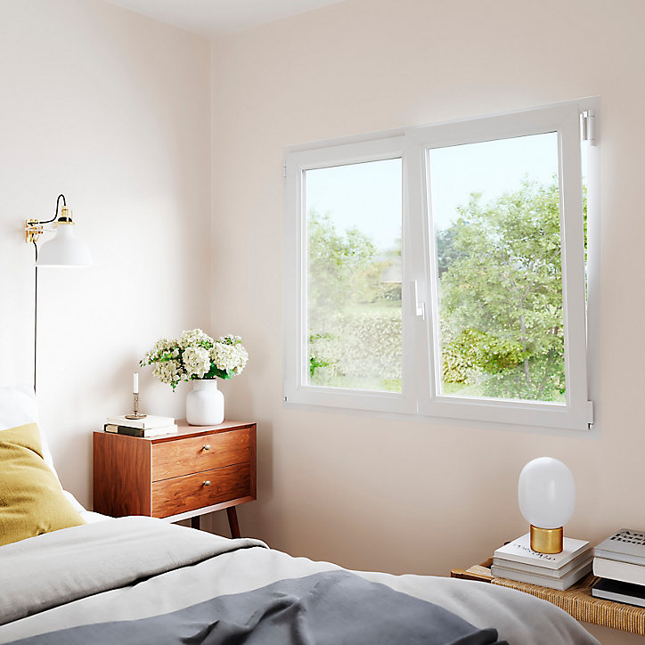 Fenêtre PVC 2 vantaux oscillo-battant GoodHome blanc - l.80 x h.135 cm
