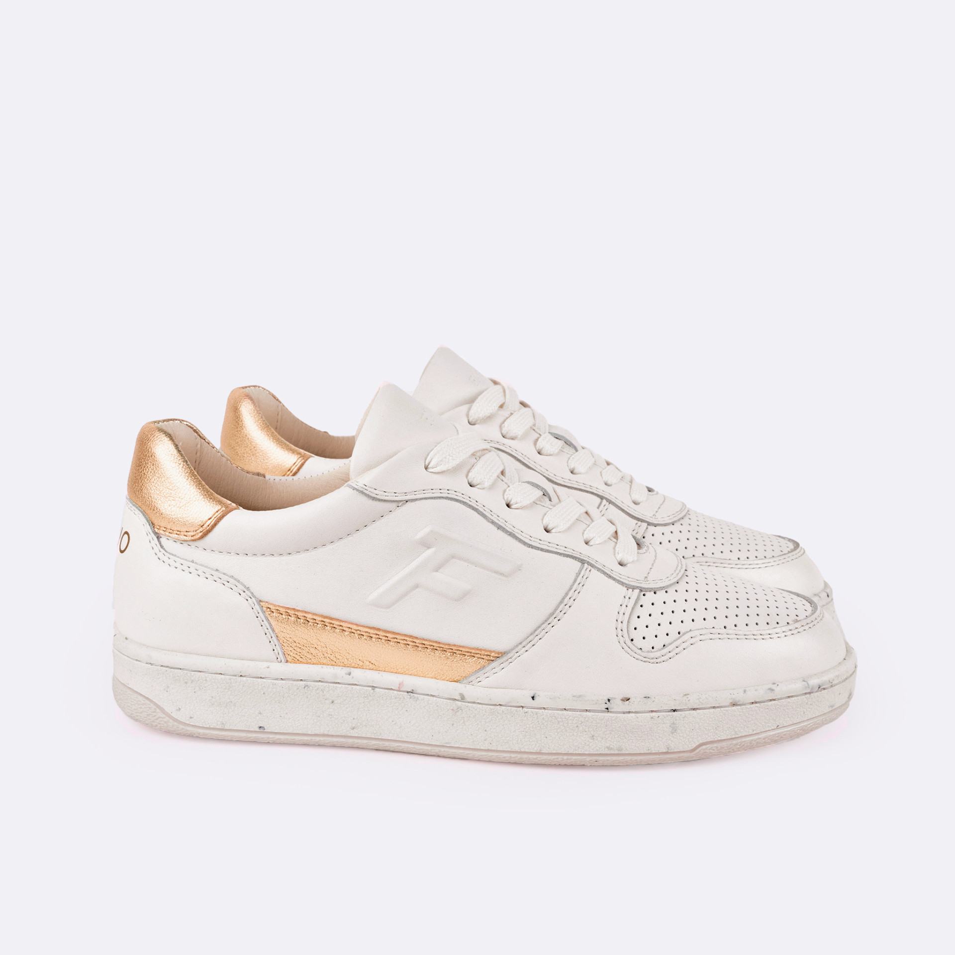 Baskets crème & dorée Cuir - modèle Alder