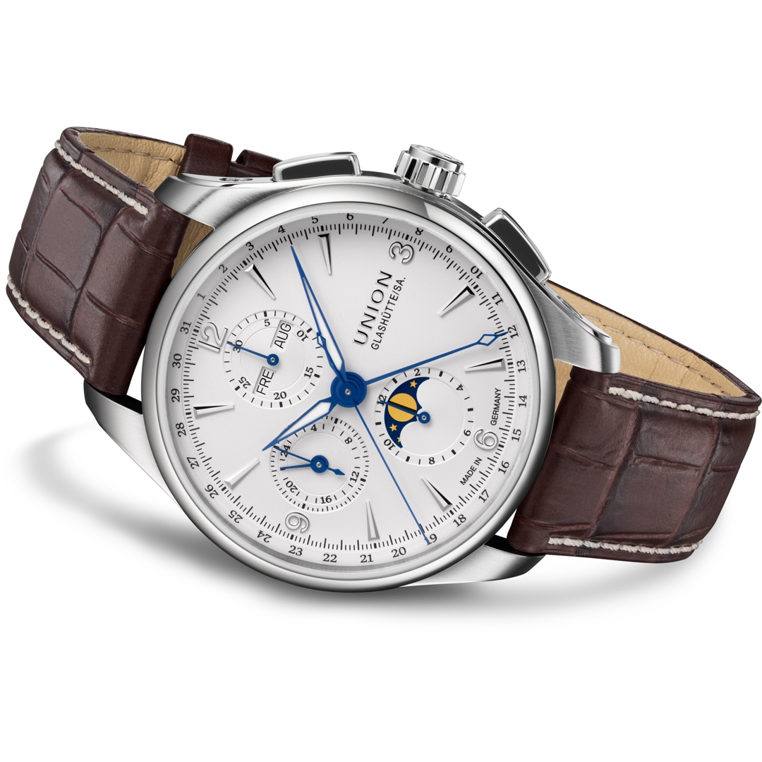 Union Glashütte Belisar Chronograph Mondphase Weiss 42mm