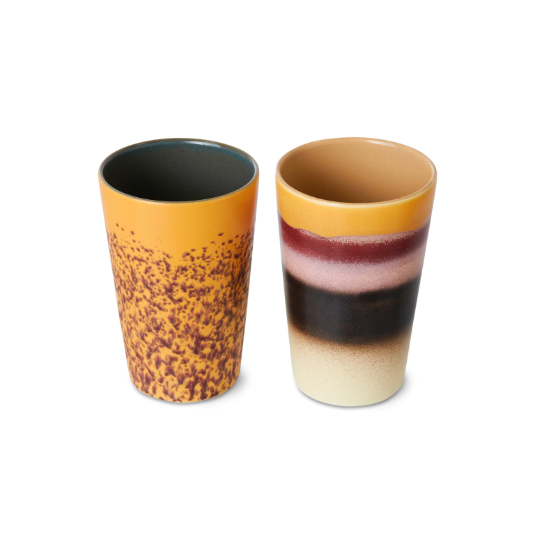 HKliving 70's Ceramic Thee mokken set van 2 baroque