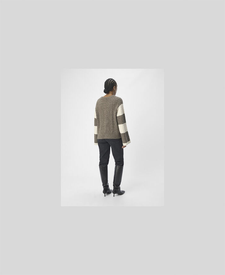 Object OBJROSA KNIT L/S RE PULLOVER 134 Morel/white sand