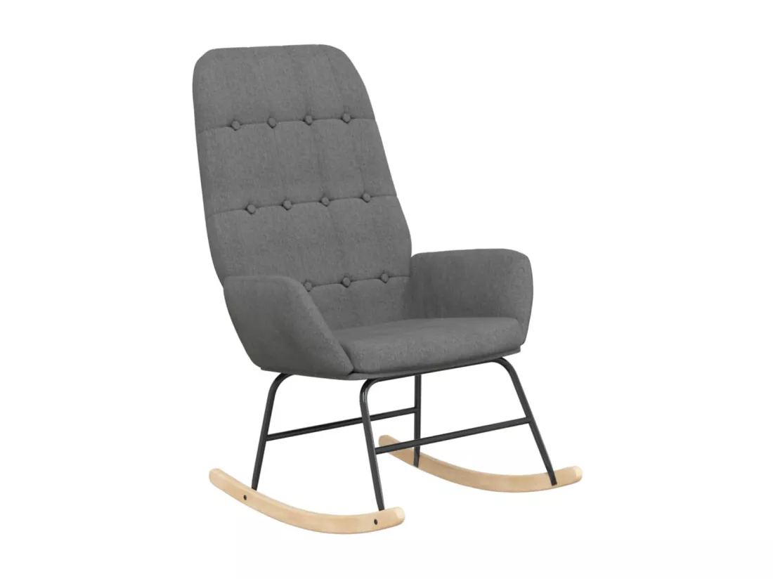 Chaise à bascule avec repose-pied Gris clair Tissu