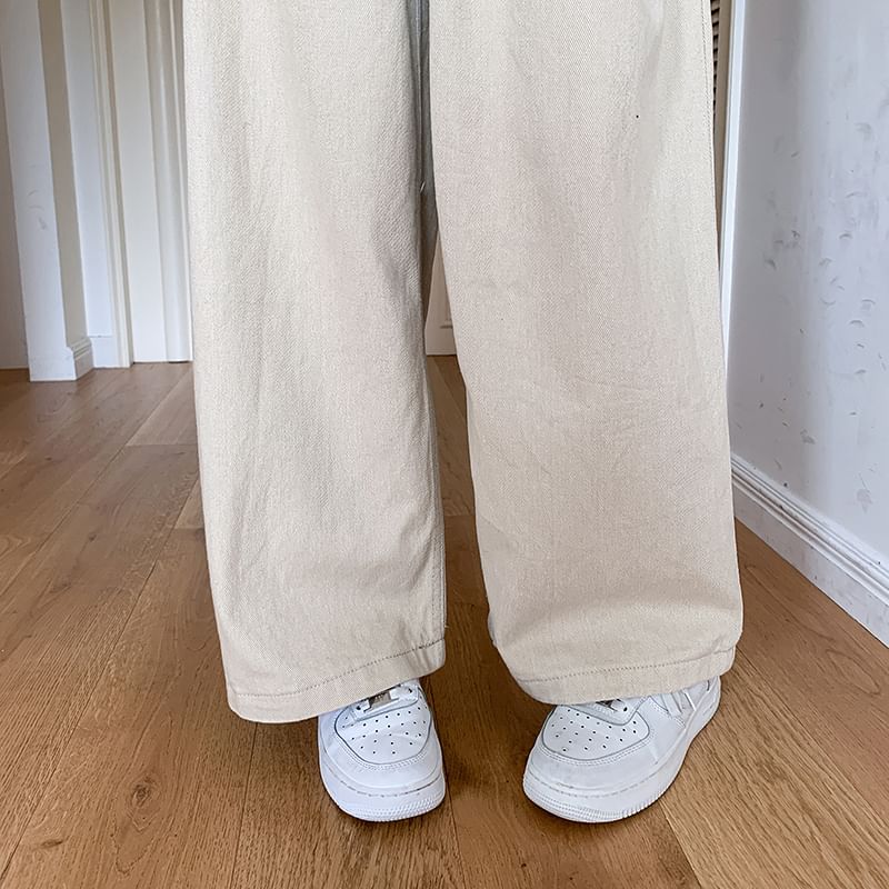 Okalpis - Hoge taille gerimpelde rechte jeans