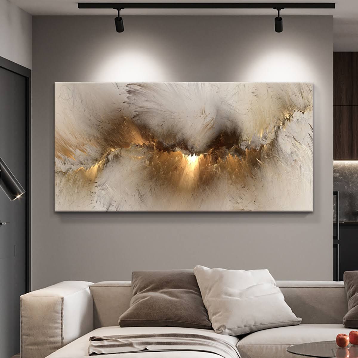Leinwandbild mit Holzrahmen -- Donnende Wolken & Feuer Design, wasserd