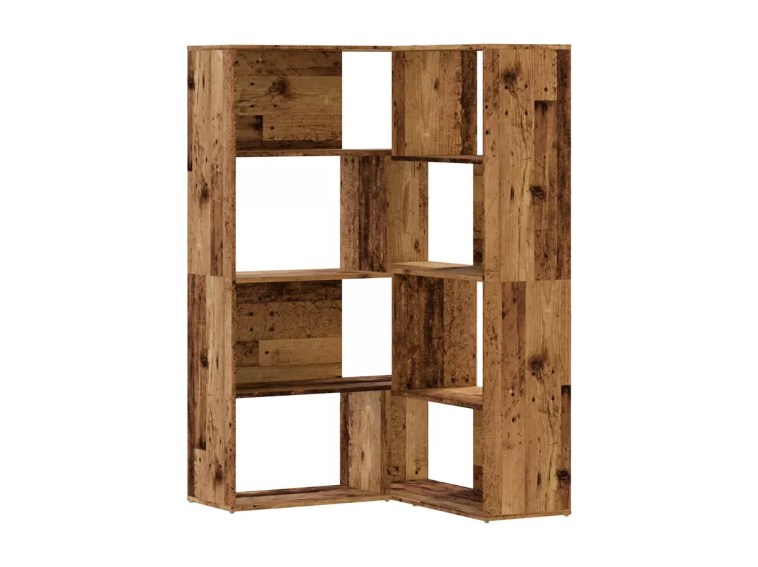 Bibliothèque d'angle à 4 niveaux vieux bois bois d'ingénierie