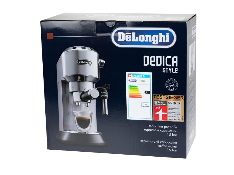 De'Longhi Siebträgermaschine Dedica EC 685.M Silber Kompakte Kaffeemaschine im Metallic-Look mit Siebträger