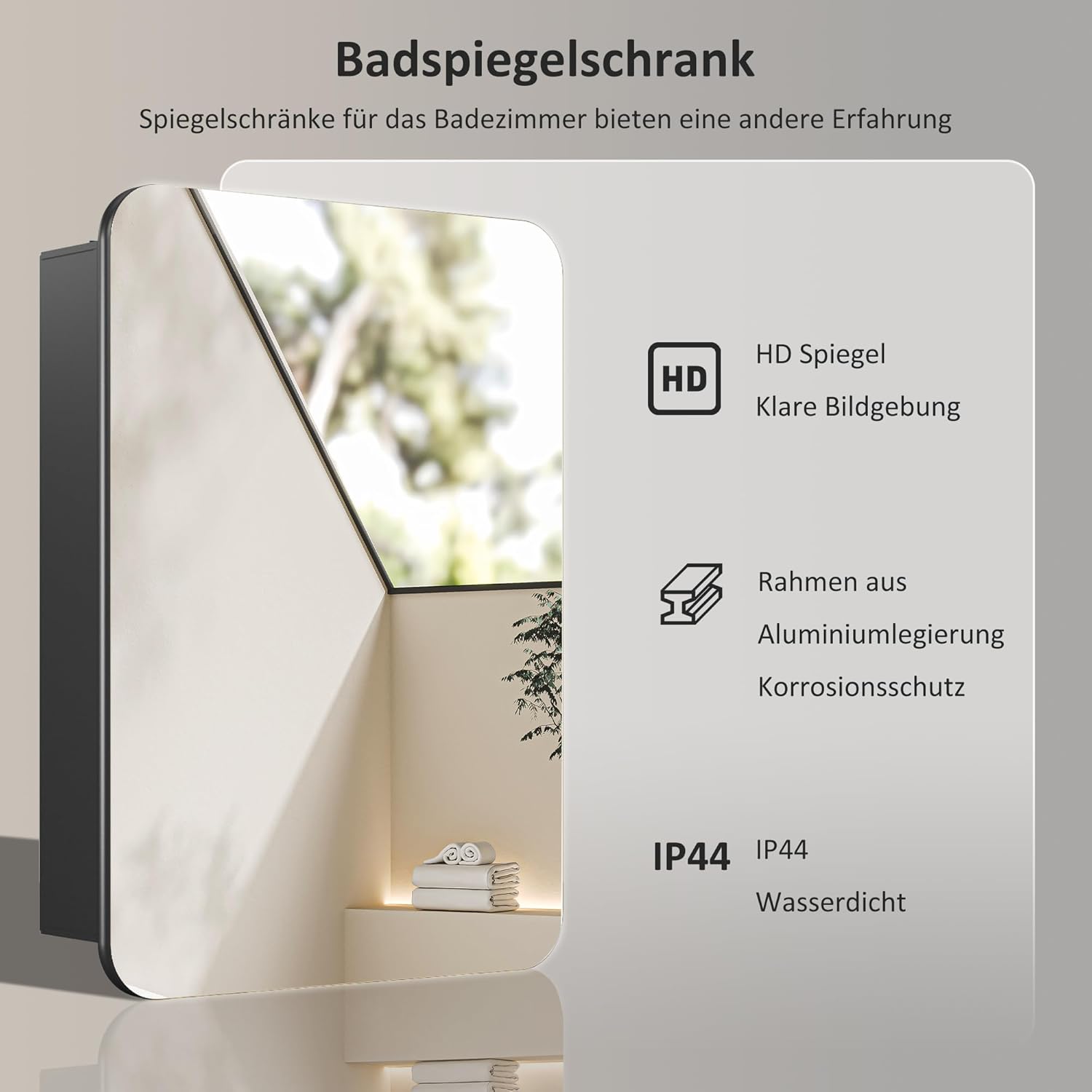 Spiegelschrank Schwarz Spiegelschrank 40x60cm Bad Metall Badezimmerschrank mit Spiegel Badezimmerspiegelschrank mit Verstellbare Glasablage