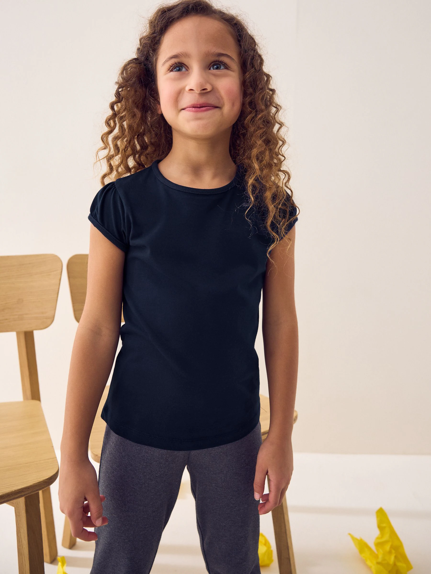 Donkerblauw - 2 -pack T-shirts met pofmouwen (3-16jaar)