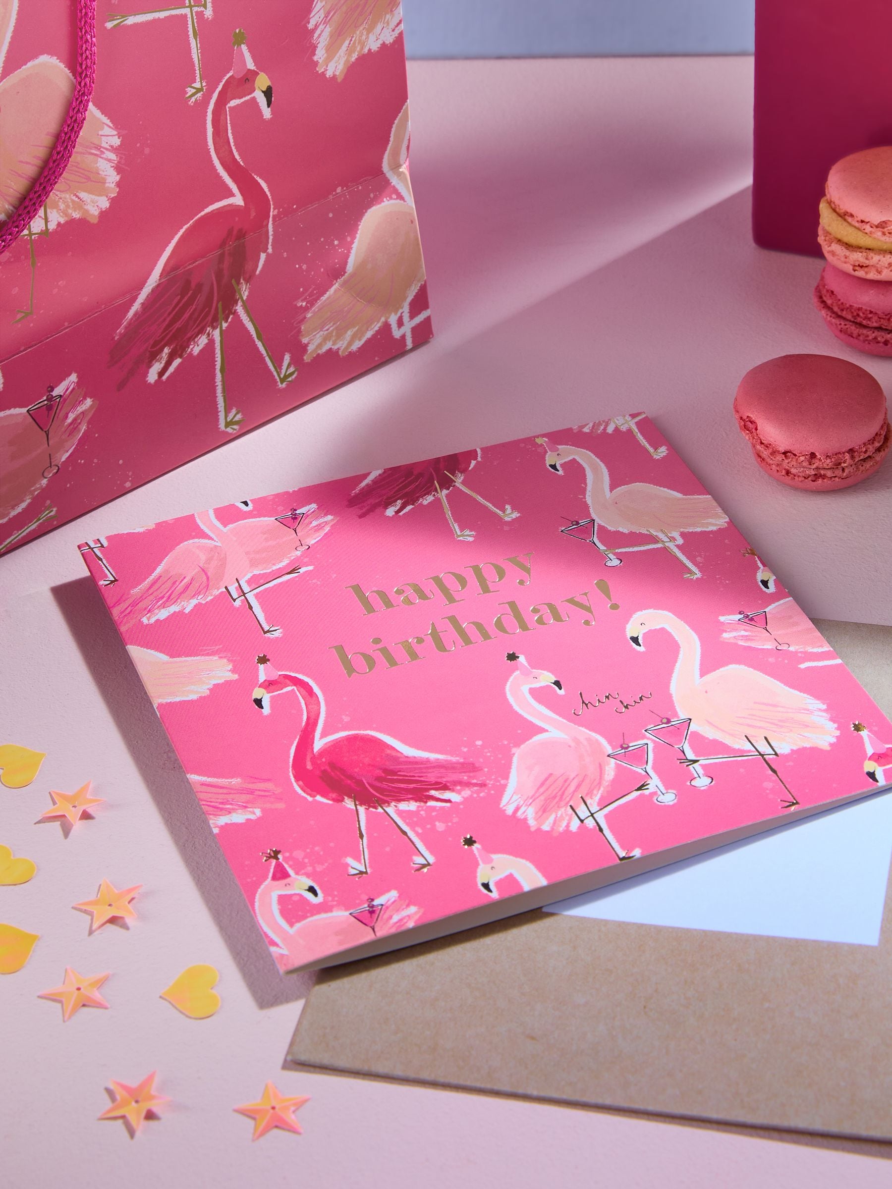 Medium Flamingo Gift Bag and Card Set