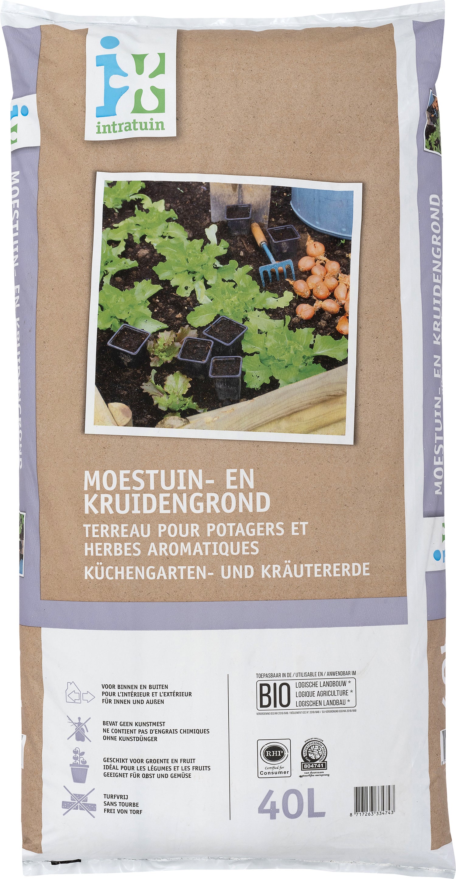 Intratuin Biologische moestuin- en kruidengrond turfvrij 40L