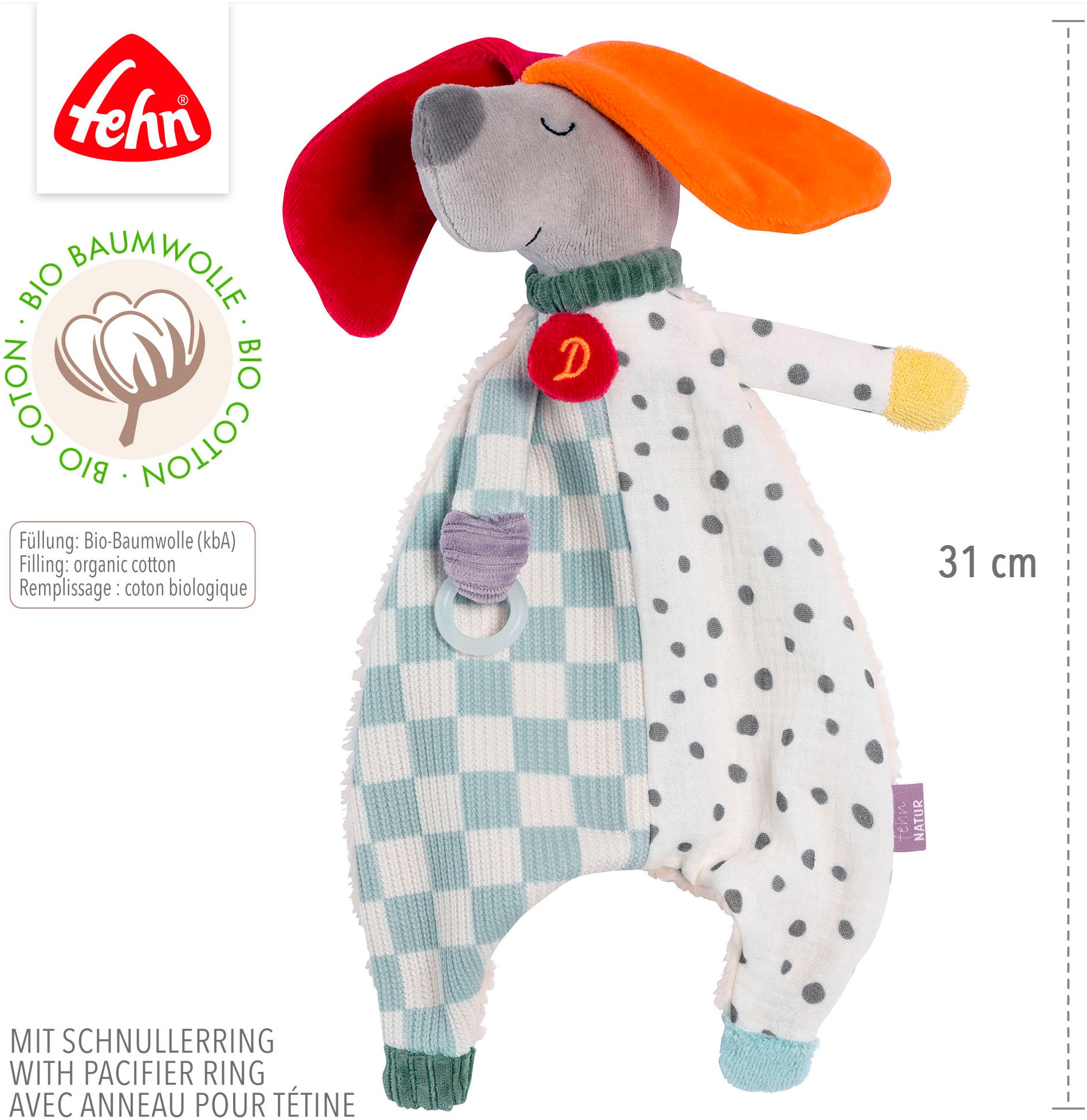 Fehn Kuscheltuch »Schmusetuch Hund NATUR« Enthält Bio-Baumwolle