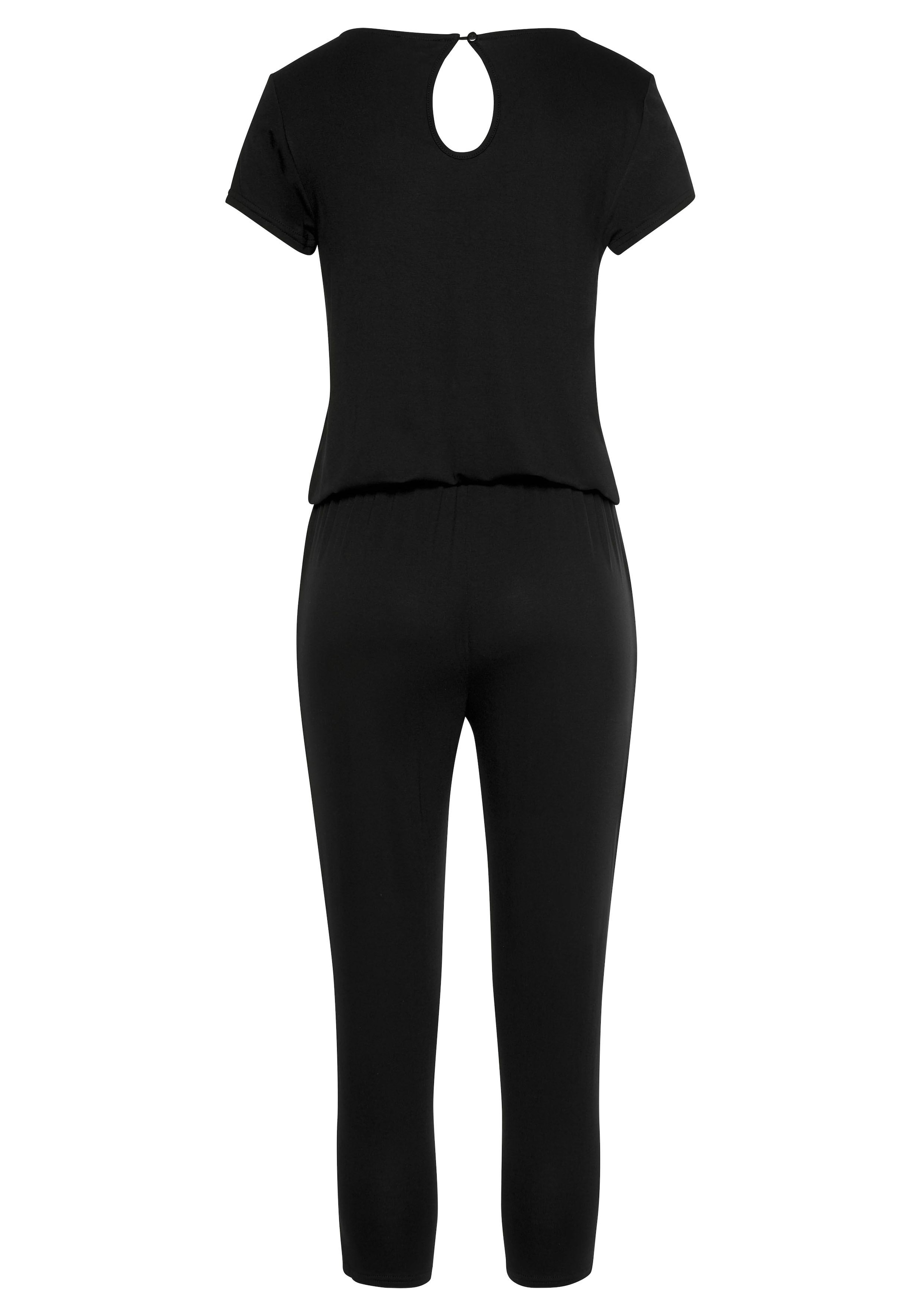 LASCANA 7/8-Overall , mit V-Ausschnitt, kurzärmliger Jumpsuit, Basic