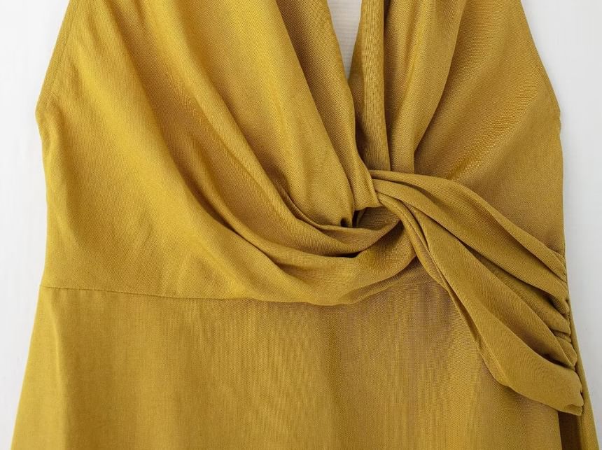 Asaiyoyo - Halter Effen Maxi Schede Jurk